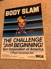 oRIGINAL 1986 AD 11- 8.5'' Body Slam Sun Corp Sega arcade  video game AD FLYER picture
