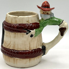 Takiya Japan Cowboy Robber Outlaw Wild West Barrel Ceramic Coffee Cup Mug  picture
