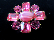 Magnificent Czech Vintage Glass Rhinestone Button    Shades of Pink picture