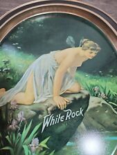 Vintage 14-1/2” Boho White Rock Metal Ad Tip Tray/Retro Bar Ware Collectible picture