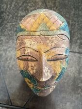 Vintage Medium Wood Hand Carved Indonesian Female Face Mask Box picture