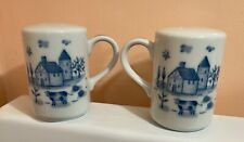 Vtg Blue Farm Country House Cows Handles Salt and Pepper Shakers Made in Japan picture