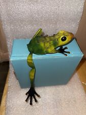 Metal Enamel Painted Huge Shelf Leg Hanging Cut Frog Figurine picture