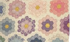 Vintage Cutter Quilt Piece 15” x 24”Grandma’s Flower Garden Some Feed Sack #3 picture
