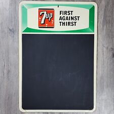 Vintage 7 Up Sign Chalkboard Menu First Against Thirst Soda Pop Embossed 1960's picture