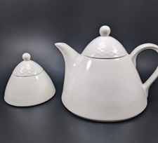 Vintage Pagnossin Treviso Italy White Ceramic Teapot and Sugar Bowl Set picture