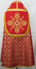 Metallic RED Cope & Stole Set with IHS embroidery,capa pluvial,far fronte picture