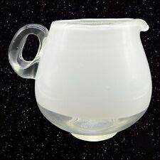 Vintage Clear White Crystal Glass Pitcher Carafe 7”W 6”T picture