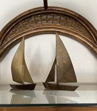 MCM Vintage Brass Sailboats Set Of Two(2) picture