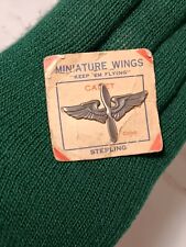 NOS Sterling Silver US Military Miniature Cadet Pilot Wings Vintage New picture