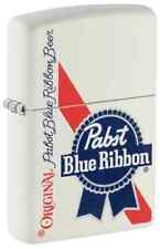 Zippo 48746, Pabst Blue Ribbon Beer Design, White Matte Finish Lighter, NEW picture
