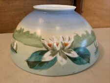 Vintage Antique 14” Hand Painted Water Lily Glass Hanging Ceiling Lamp Shade picture