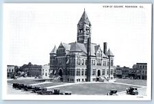 c1920's View Of Square Building Tower Classic Cars Robinson Illinois IL Postcard picture