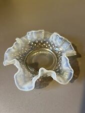 Fenton Moonstone Opalescent Hobnail Ruffled Glass Candy Dish picture