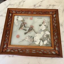 Vintage Chinese silk embroidery birds & Flowers Double Sided picture