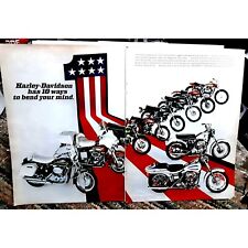 Vintage 1971 Harley Davidson Motorcycles 2 page Ad Original man cave picture