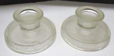 Pair of Vintage Boring Clear Glass Candle Holders picture