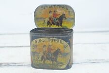 Rare Antique Sunset Trail Tobacco Tin Cigar Humidor Tin Litho Tobacco Tin Rigby picture