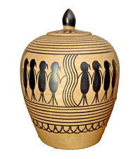 Tribal Sauri Warli Pottery Ginger Jar with lid African Africa Friendship picture