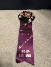  Ronald Reagan 40th President  Inauguration Pinback Button & Ribbon 1981 picture