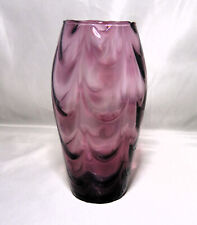 GORGEOUS Vintage 1970's MCM Pulled AMETHYST Hand Blown Art Glass Vase PURPLE picture