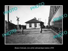 OLD LARGE HISTORIC PHOTO OF ROMEO COLORADO THE RAILROAD DEPOT STATION c1950 picture