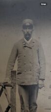 Antique Tintype Studio Photograph Postal Man Mail Carrier Train Conductor? Cap picture