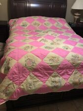Antique Quilt Pink With State Birds Hand Painted And Quilted, Never Used picture