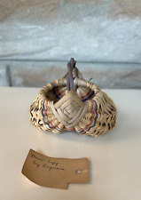 Vintage TENNESSEE Buttocks Egg Basket Woven Wicker Handmade Signed 