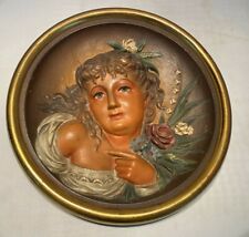 BRADLEY & HUBBARD CAST IRON PLAQUE FLUE PAINTED GIRL HIGH RELIEF 1810 B&H  picture