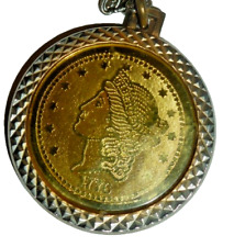Vintage CALIFORNIA FEDERATION of WOMENS CLUBS Token Chain Pendant Liberty picture