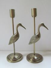 Williams Sonoma Metal Bird Heron Crane Candlesticks TWO PAIR-  13