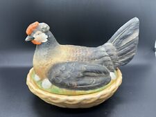 Vintage CG Schierholz Hen On Nest Bisque 5”length 7” Height picture