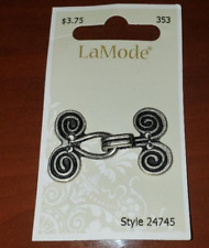 LAMODE ANTIQUE SILVER CLOAK CLASP - SWIRL - SEW ON - STYLE 24745 picture