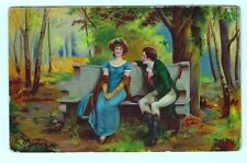 VTG Early 1900's Romantic Man & Lady Sitting On A Bench London, Series H2 picture