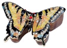 Kubla Craft Bejeweled Enameled Trinket Box: Yellow Butterfly Box, Item# 3230 picture