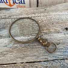 Antique Finish Brass Magnifying Glass, Round Magnifier, Nautical Monocle Pendant picture
