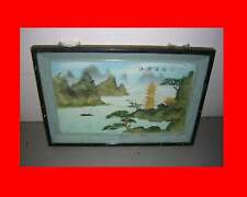 VINTAGE ORIENTAL 3D SHADOW BOX CARVED SHELL picture
