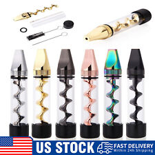 New Design Smoking Mini Twisty Glass Blunt Metal Tip W/ Cleaning Brush Gift US picture