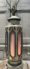 Vintage Mid Century Underwriter’s Laboratories Pottery Pagoda Shape Blue Lamp picture