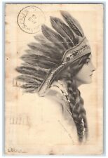 1913 Pretty Woman Native American Headdress Edmonton Alta Canada Posted Postcard picture