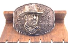 Rare John Wayne Enterprises Belt Buckle Sterling Silver Wages Silversmiths 6oz picture