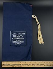 Vintage Lancaster County Farmers National Bank 12”x6” Blue Cloth Bank Bag picture