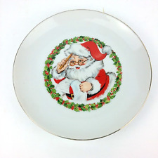 Jasco 1982 Christmas Plate 22K Gold Edged Fine Porcelain  Santa Checking List picture