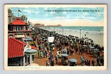 Atlantic City NJ-New Jersey, Looking Up Boardwalk, Antique, Vintage Postcard picture