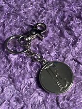 Vintage ELLE Keychain Key Ring Chain Fob Hangtag E embroidered Silver Tone picture