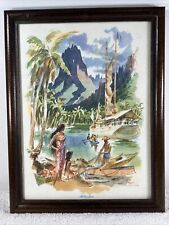 VTG - Original 1957 Tahiti Watercolor Menu, by Louis Macouillard, Framed, NICE picture