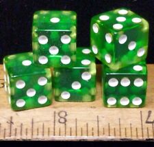 Vintage/Classic/Throwback Crisloid Green Lucite dice 5 dice 1/2