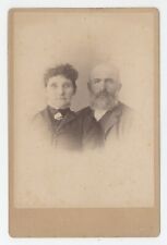 Antique c1890s Cabinet Card Lovely Older Couple Man With Beard Woman in Dress picture