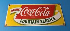 Coca Cola Porcelain Sign Vintage Fountain Service Beverage Bottle Gas Pump Sign picture